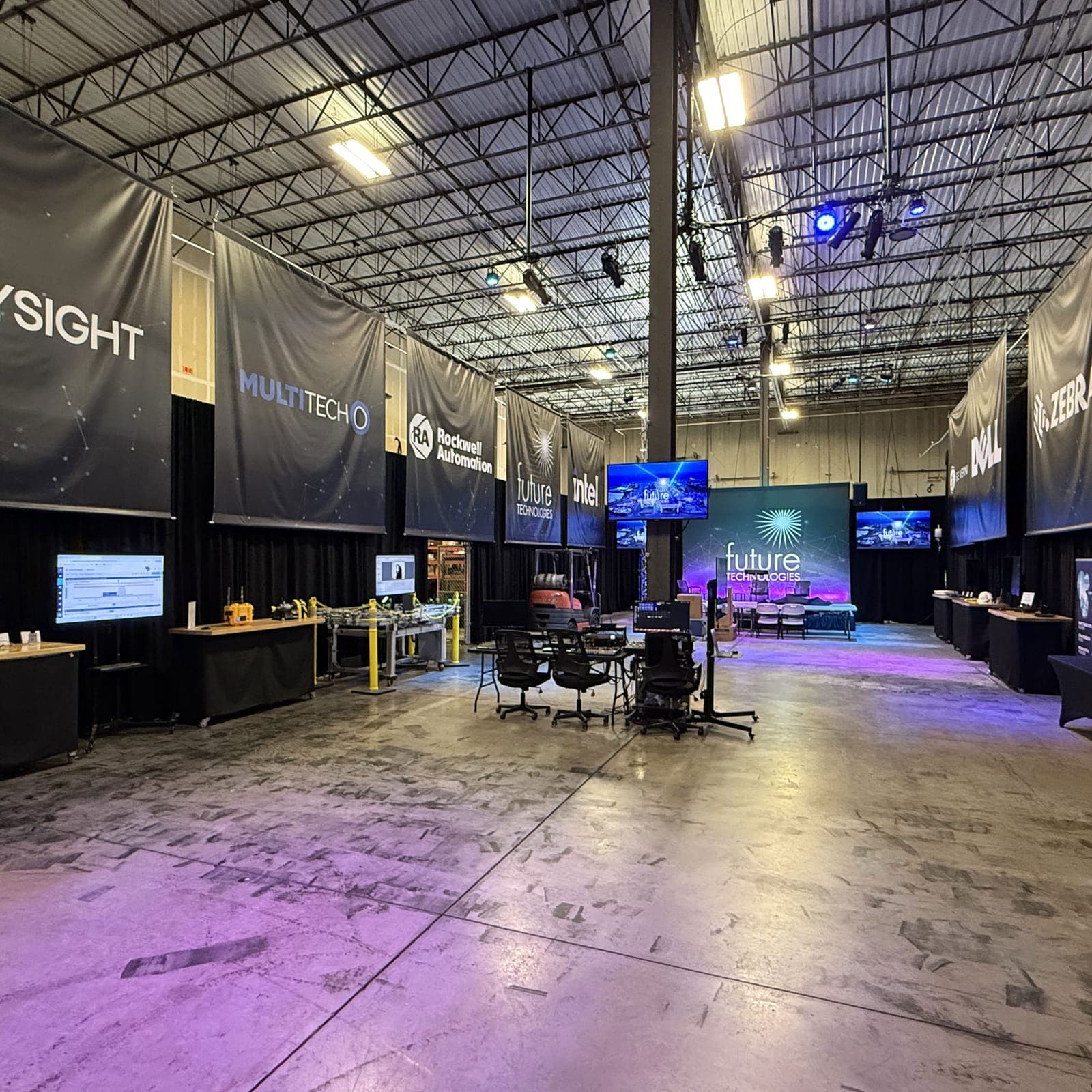 The Future Technologies Living Lab floor with partner demonstration areas